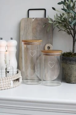 Set 3 Bamboo Storage Jars -Single Heart Natural Lid 1000ml -Pretty Little Home IMG 5647 1 1