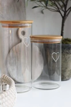 Set 3 Bamboo Storage Jars – Single HeartNatural Lid 1400ml -Pretty Little Home IMG 5650 1