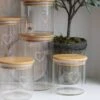 Set 3 Bamboo Storage Jars -Single Heart Natural Lid 1000ml