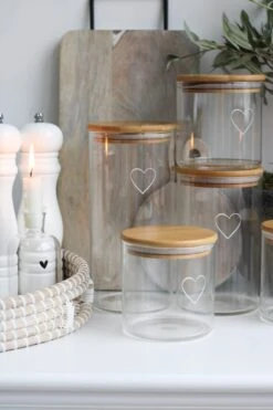 Set 3 Bamboo Storage Jars – Single HeartNatural Lid 1400ml -Pretty Little Home IMG 5657