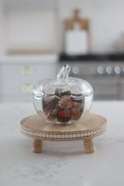 Beaded Raised Round Tray – Natural