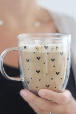Double Wall Glass Mug -Small Multi Heart/Black -Pretty Little Home IMG 5691 2