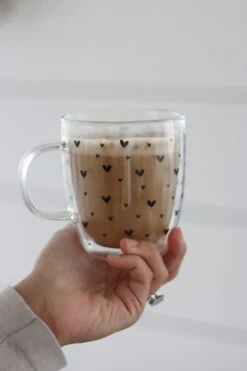 Double Wall Glass Mug -Small Multi Heart/Black -Pretty Little Home IMG 5693 2