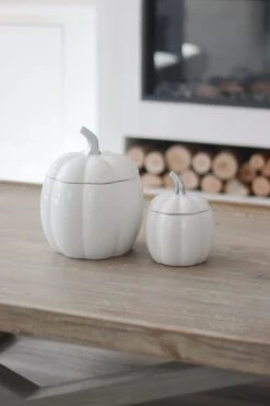 White Ceramic Pumpkin Jars – Bundle