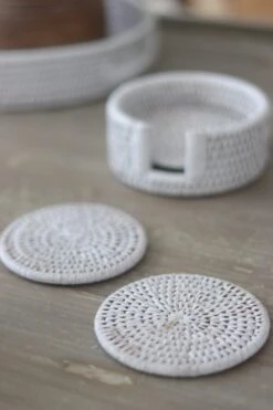 Rattan Coasters – White