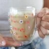Double Wall Glass Mug – Colourful Flowers