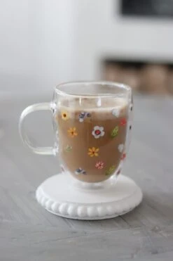 Double Wall Glass Mug – Colourful Flowers -Pretty Little Home IMG 6156 2