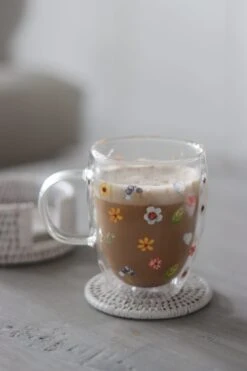 Double Wall Glass Mug – Colourful Flowers -Pretty Little Home IMG 6162 2