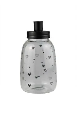 Tall Candle Holder -Black/Heart And Dots