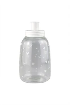 Tall Screw Lid Candle Holder -White/Heart And Dots
