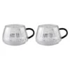 Set Of 2 Short Glass Mugs – Black Handled/Happy Tea