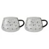 Set Of 2 Short Glass Mugs – Black Handled/MultiHearts