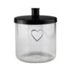 Large Glass Candle Holder – Black/Single Heart