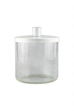 Large Glass Candle Holder – White/Polka