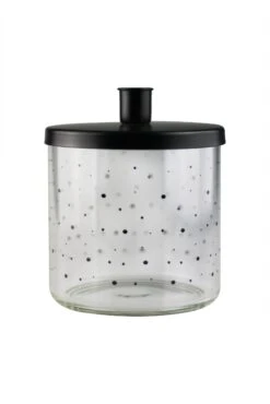 Large Glass Candle Holder – Black/Polka