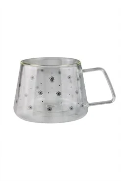 Double Wall Glass Mug – Wrap Around Floral/Black