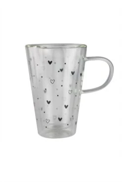 Double Wall Glass Latte Mug – Hearts And Dots/Black -Pretty Little Home IMG 6763