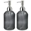 Smoked Embossed Glass Soap Dispensers – Silver Pump