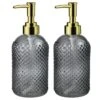 Smoked Embossed Glass Soap Dispensers – Gold Pump