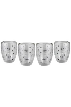 Set Of 4 MulitHearts Double Wall Glasses – Black/White Mix -Pretty Little Home IMG 6837