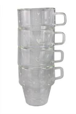 Double Wall Glass Stacking Mugs – White Hearts -Pretty Little Home IMG 6850