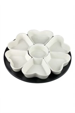 7 Pc Lazy Susan Heart Snacking Station – Black