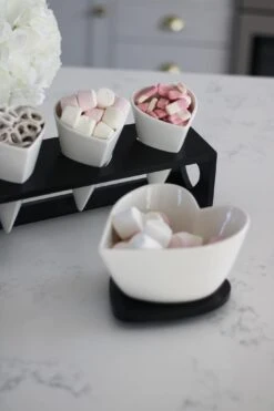 Ceramic Heart Snacking Station 3 Cones – Black -Pretty Little Home IMG 6972