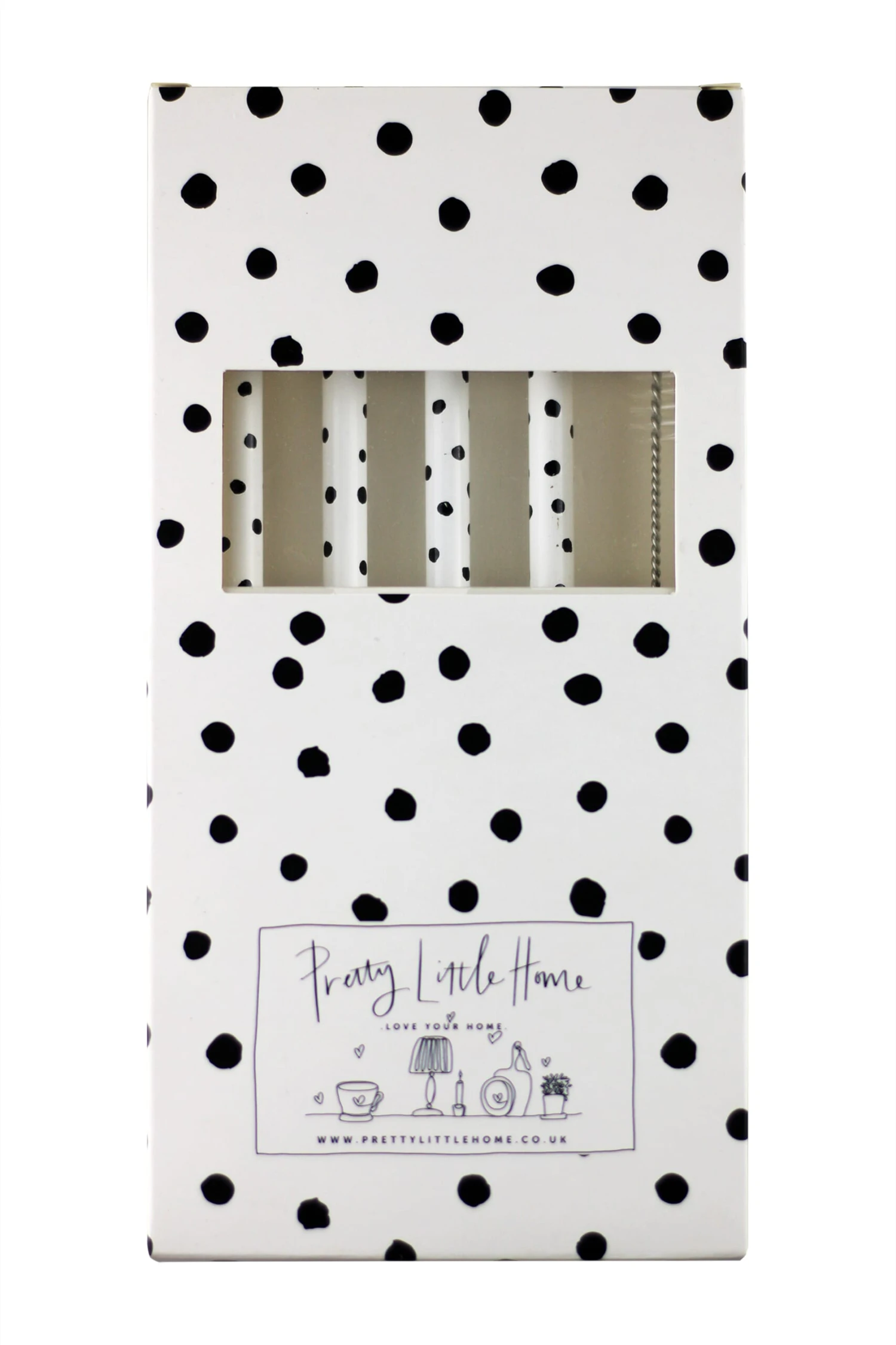 Set Of 4 White Stainless Steel Straws – Polka Dot 3 Set Of 4 White Stainless Steel Straws – Polka Dot - Image 3