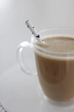 Set Of 4 White Stainless Steel Straws – Multi Heart