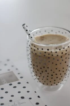 Set Of 4 White Stainless Steel Straws – Polka Dot