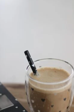 Set Of 4 Black Stainless Steel Straws – Multi Heart