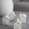 Set Of 4 Mini Ceramic Houses -LED