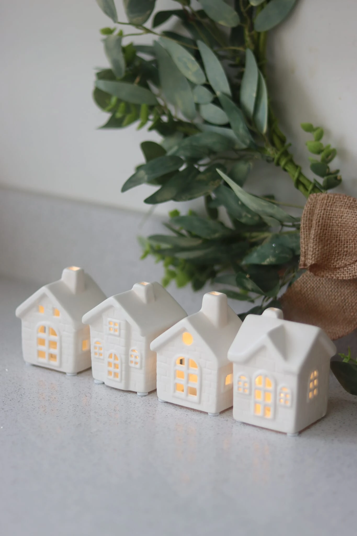Set Of 4 Mini Ceramic Houses -LED 2 Set Of 4 Mini Ceramic Houses -LED - Image 2