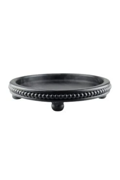 Beaded Round Tray – Black