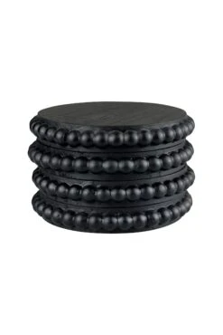 4Pc Wooden Coasters Beaded – Black