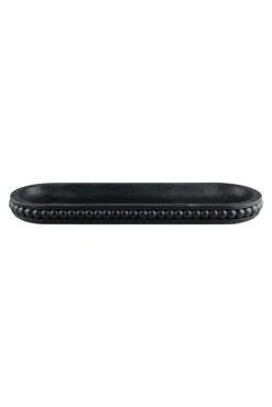 Beaded Wooden Tray – Black/Small