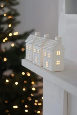 Set Of 3 Large Square Ceramic Houses