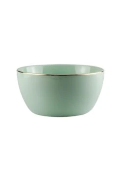 Ceramic Bowl – Green Gold Trim