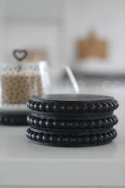 4Pc Wooden Coasters Beaded – Black -Pretty Little Home IMG 7755