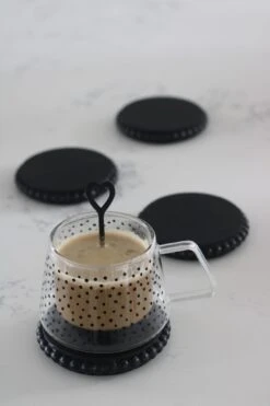 4Pc Wooden Coasters Beaded – Black -Pretty Little Home IMG 7759