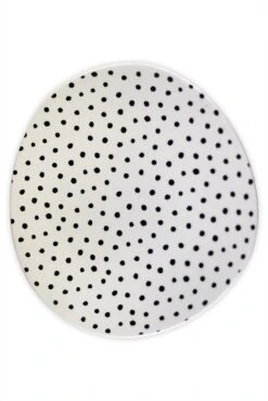 Irregular Ceramic Plates – Black Dots 4pc Set