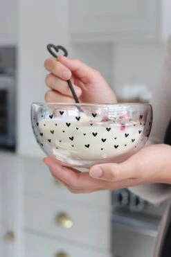 Double Wall Glass Bowl – Black/Small MultiHeart