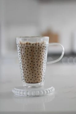 Double Wall Glass Latte Mug – Cosmos/Black