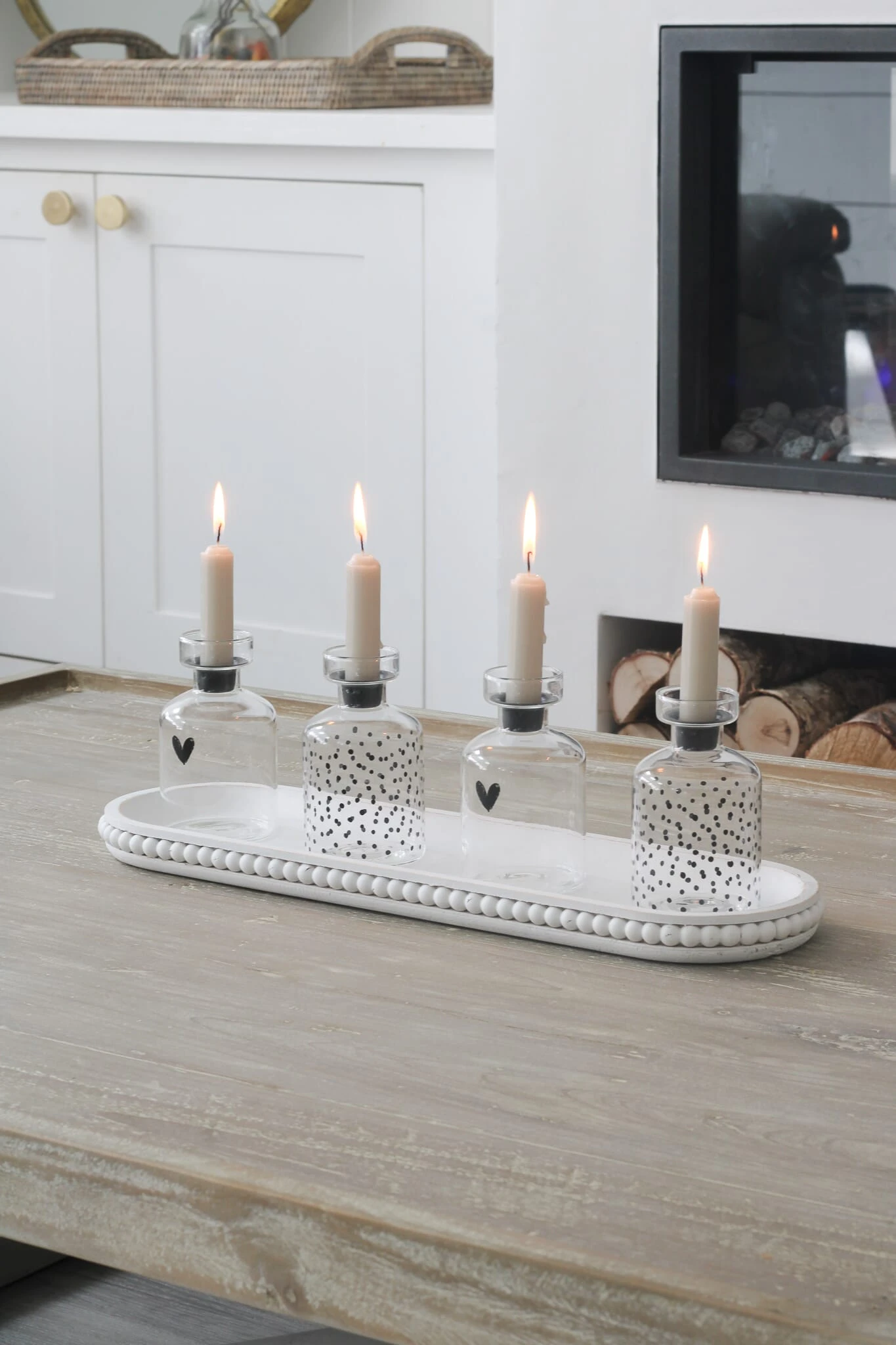 Beaded Wooden Tray – White/Large 2 Beaded Wooden Tray – White/Large - Image 2