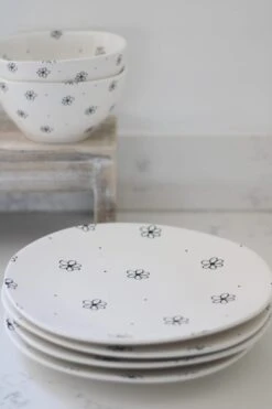 Irregular Ceramic Plates – Black Floral 4pc Set -Pretty Little Home IMG 9559