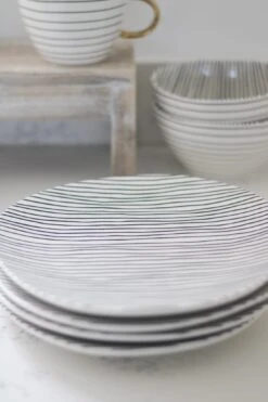 Irregular Ceramic Plates – Black Stripes 4pc Set -Pretty Little Home IMG 9576 2