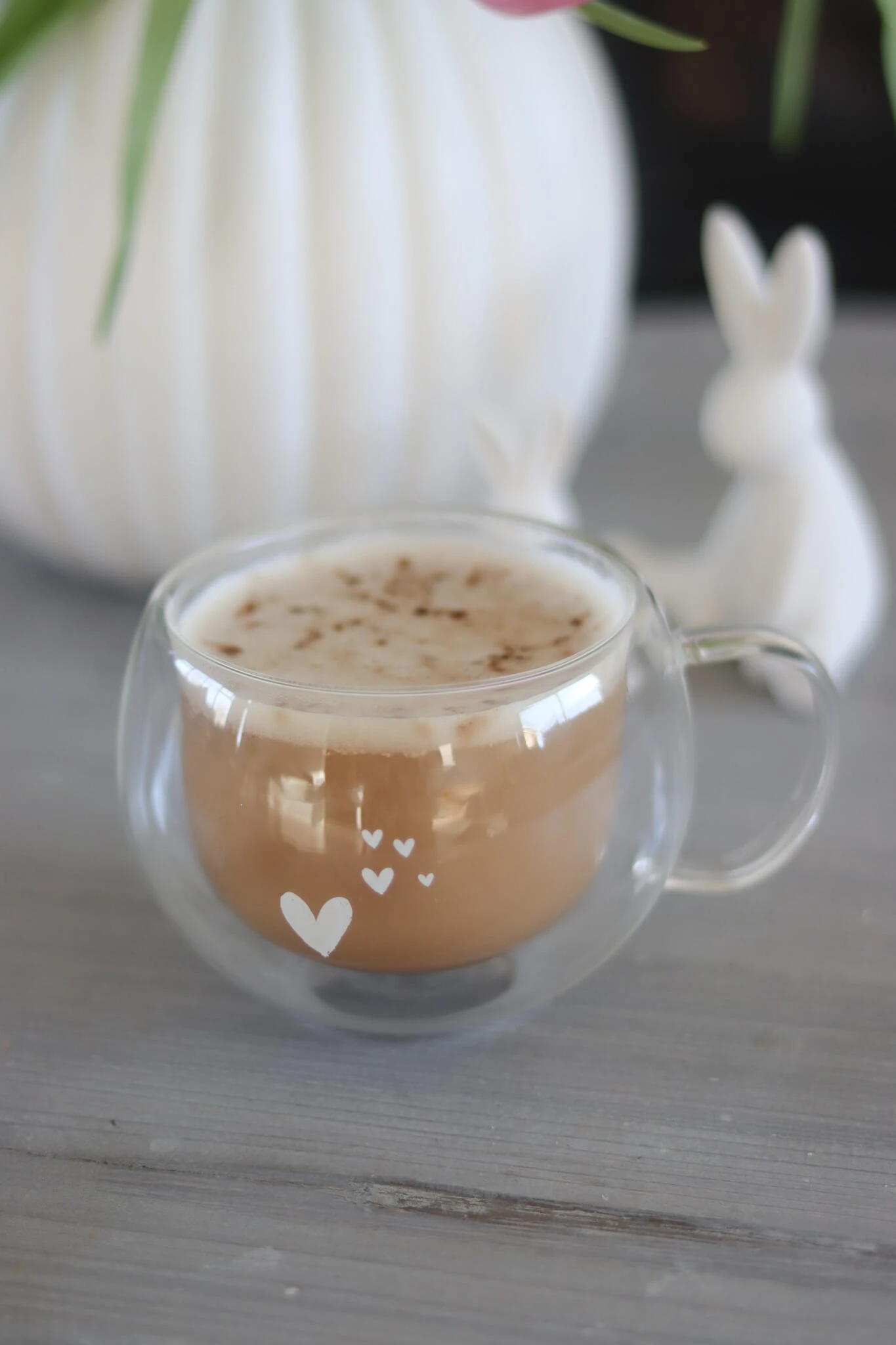 Round Double Wall Glass Mug White – Dream Hearts 4 Round Double Wall Glass Mug White – Dream Hearts - Image 4