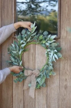 Faux Eucalyptus Bow Wreath