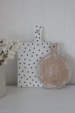 Wooden Chopping Board – Polka White