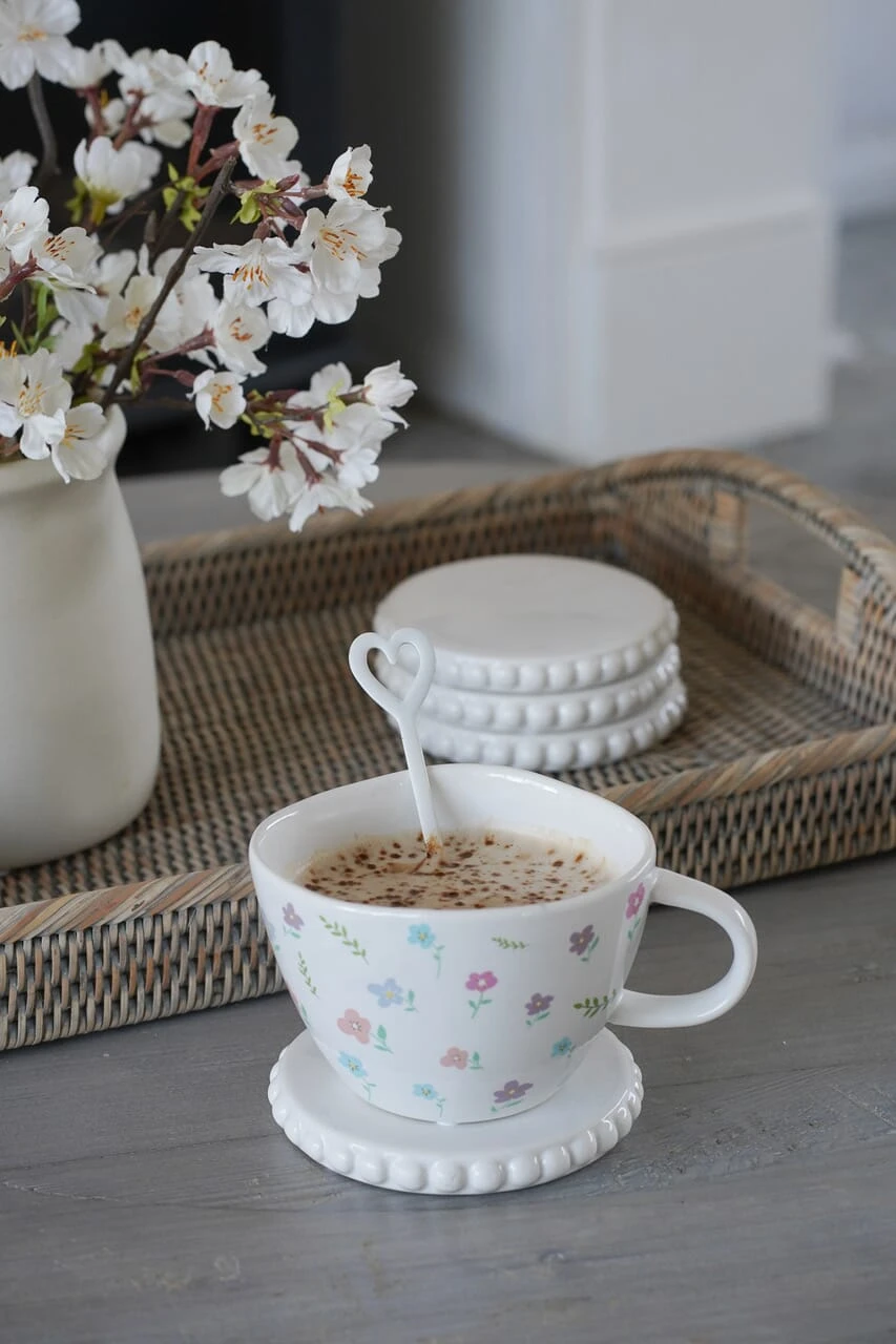 Beaded Ceramic Coasters – Set Of 4 1 Beaded Ceramic Coasters – Set Of 4